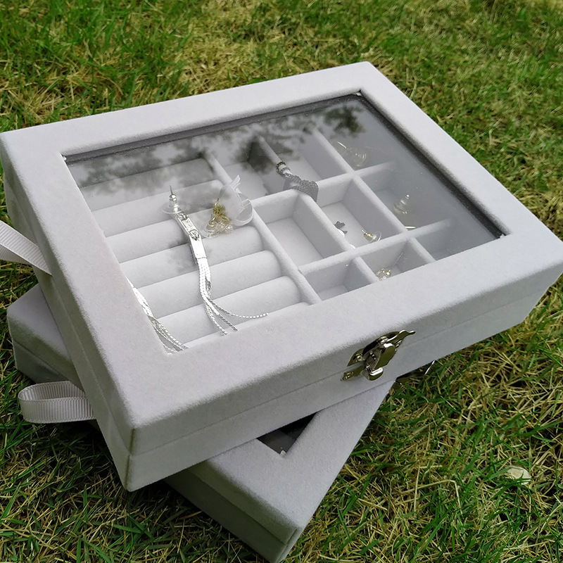 Nueva caja de joyería transparente collar anillo pulsera caja de almacenamiento hogar portátil de escritorio organizador caja de joyería al por mayor