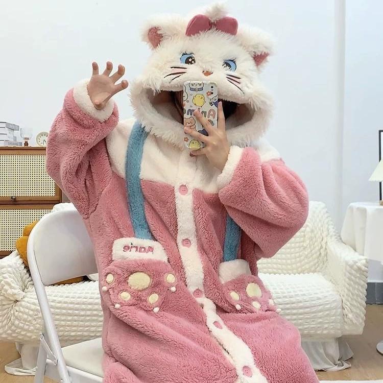 Халат-пижама с капюшоном из коралловой бархатистости (Mary Cat), плюшевый теплый халат, S–XL
