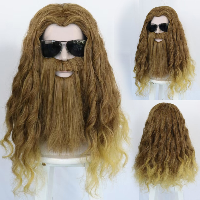 Halloween Wig Avengers Thor Beard Wig cos Wig Cave Hole Thor Headgear Halloween Wig Avengers Thor Beard Wig cos Wig Cave Hole Thor Headgear