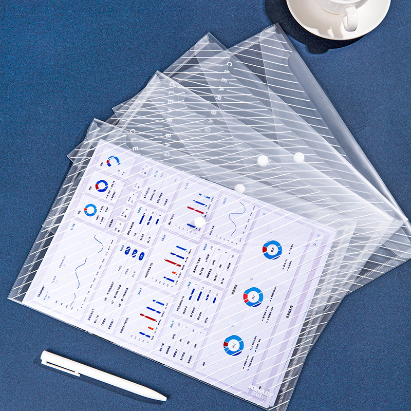 金得利纽扣袋办公透明文件袋塑料PP袋资料袋票据袋加厚a4按扣袋