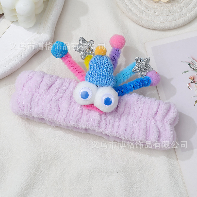 Internet celebridad antena torcida palo divertido lindo moda padre-hijo divertido venta lindo monstruo tridimensional cara lavado diadema banda para el cabello