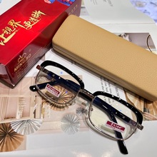 老人100老花镜596光学加膜玻璃老花眼镜镀膜金属全框现货批发