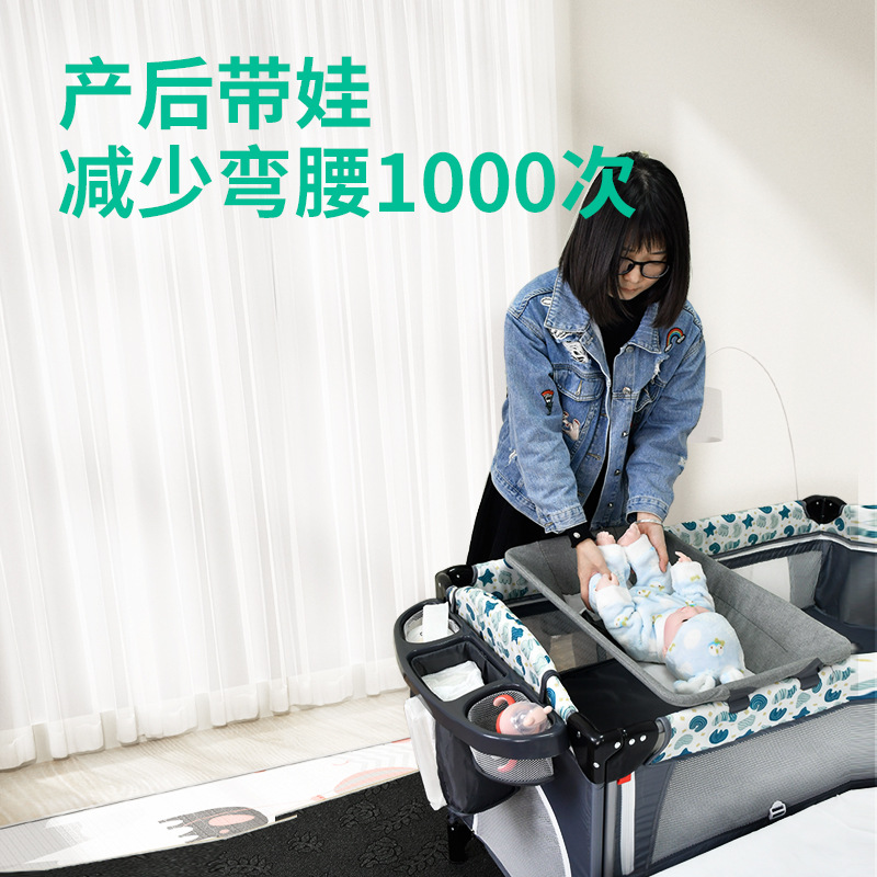 Cuna Xinboro Xinbaole para bebé, cuna móvil grande que se adapta a la cama de los padres, cuna para recién nacidos, cama para niños, con cinturón de seguridad. image 3