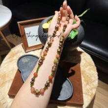 沉香木桃花酿粉珠撞色高级感项链毛衣链多圈手串显白气质高雅百搭