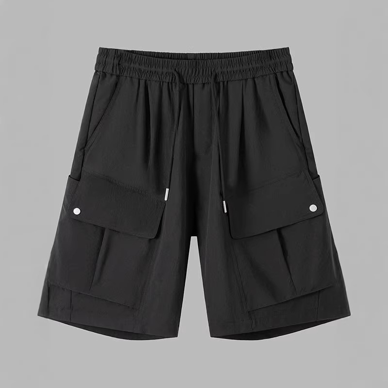 Men's Classic Simple Drawstring Solid Color Work Shorts Summer American Style Trendy Outdoor Sports Loose-Fitting Five-Point Shorts