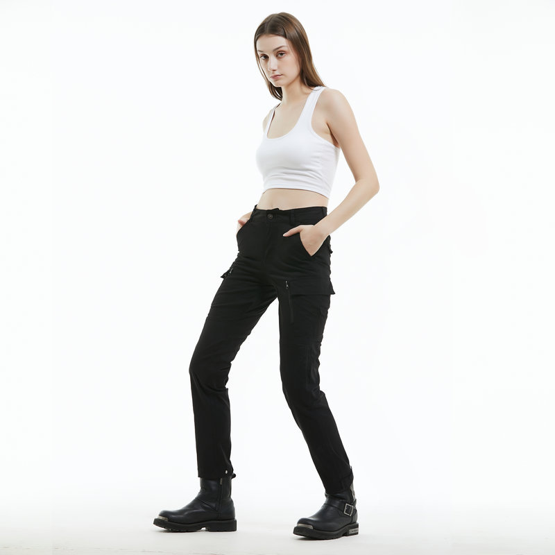 VOLERO pantalones de montar en motocicleta Caballero de las mujeres casual retro multi-Bag overoles Slim motocicleta anti-caída Pantalones