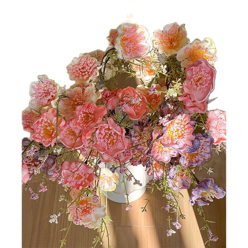 粉蝶花仿真花客厅插花装饰摆件逼真假花摆设高级感轻奢客厅玄关|undefined