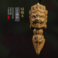 【綠檀jin剛】綠檀木jin剛精工雕刻手把件吊墜車掛把玩一件代發