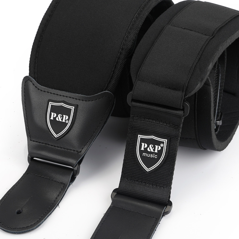 Guitar Strap Widened and Thickened, Wide Shoulder Strap, Genuine Leather Guitar and Bass Strap, 8mm Cotton Guitar Strap, High-Grade Genuine Leather