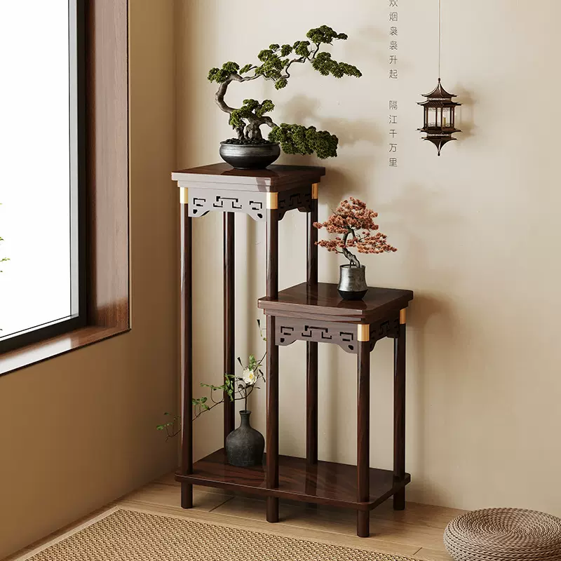 中式花架子客厅落地式多层实木花台置物架阳台新款室内花盆架收纳
