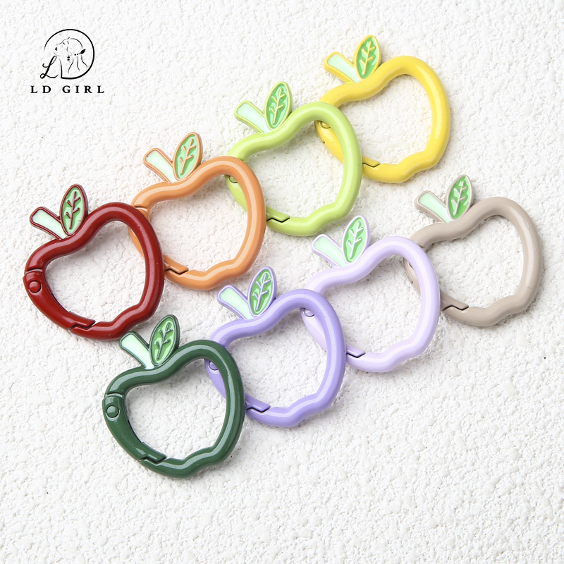 Paint color apple spring buckle round open ring key chain diy accessories and alloy connection ring package Paint color apple spring buckle round open ring key chain diy accessories and alloy connection ring package