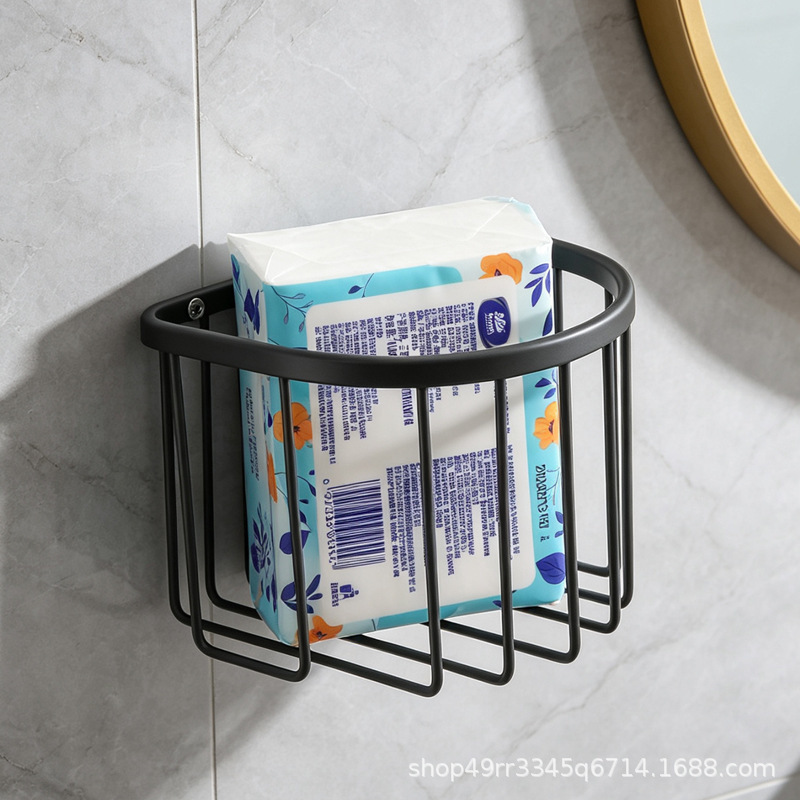 In-Stock Space Aluminum No-Drill Semi-Circular Toilet Paper Holder Kitchen Paper Towel Rack Bathroom Toiletries Storage Basket