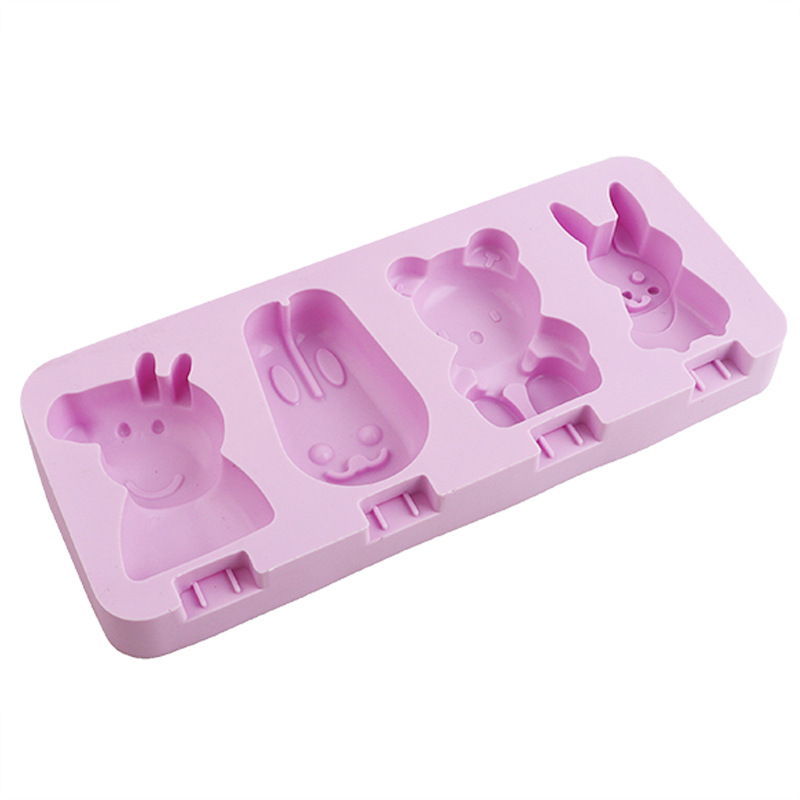 Conejo de dibujos animados para niños Popsicle helado molde de helado hecho en casa hogar silicona de grado alimenticio viejo herramienta de molienda de paletas