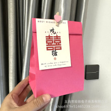 INS风牛皮纸喜糖袋结婚糖盒伴手礼包装袋免折叠婚庆用品喜铺批发