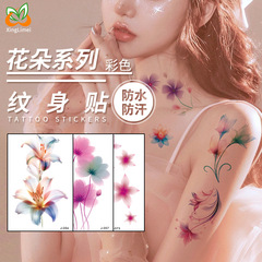 Colorful flower tattoo stickers disposable waterproof hand back clavicle chest European and American scar covering small fresh tattoo stickers