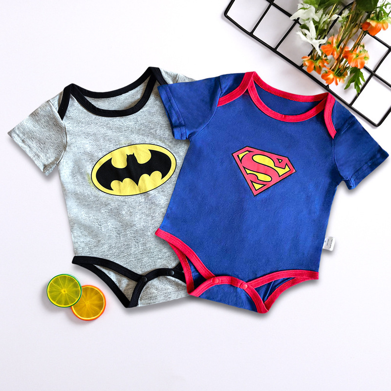 Cross-Border Baby Romper Summer Style Pure Cotton Onesie Unisex Baby Clothes Superhero Print Short-Sleeve Crawling Suit Cross-Border Baby Romper Summer Style Pure Cotton Onesie Unisex Baby Clothes Superhero Print Short-Sleeve Crawling Suit