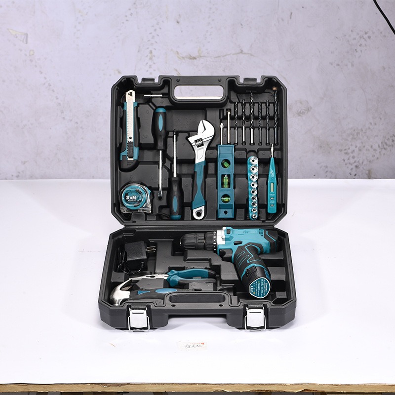 Caja de herramientas personalizada, conjunto de perforación eléctrica multifuncional, conjunto completo de herramientas de hardware doméstico, caja de almacenamiento completa