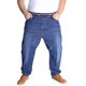 Trendy elastic waist loose large size jeans plus fat men's fat guy denim pants PY5001
