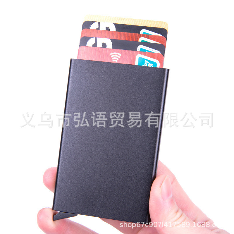 Anti-theft credit card holder hand-pushed business card case aluminum alloy anti-degaussing automatic pop-up bank card holder metal card holder