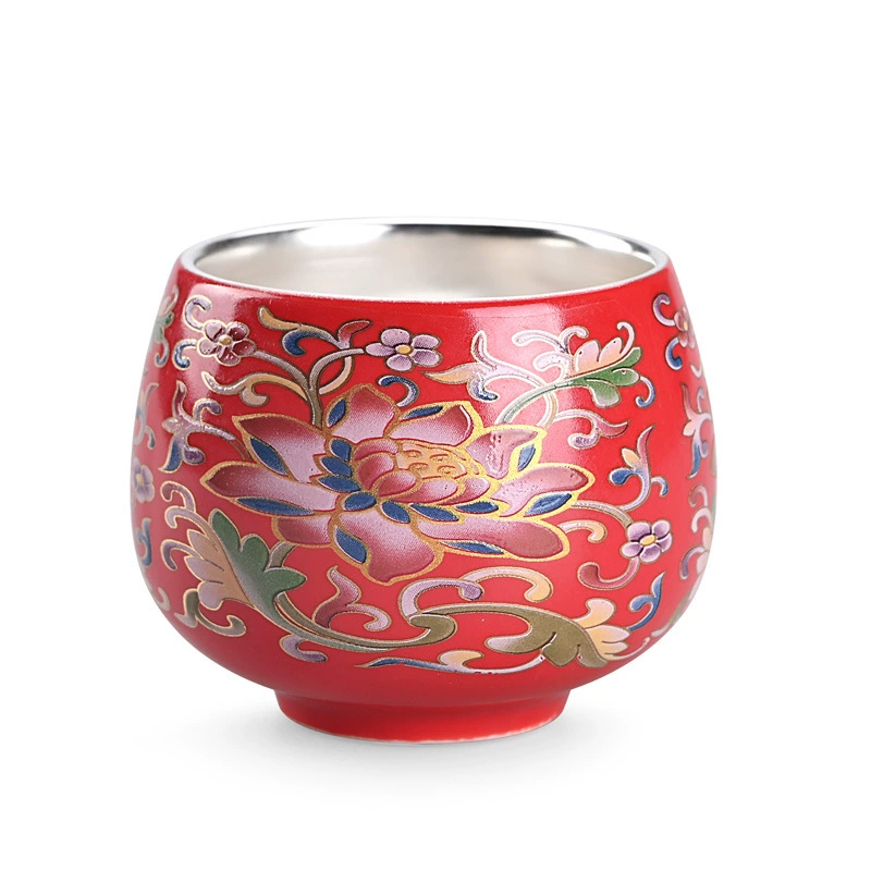 Серебряная чашка 999 стерлингов, керамическая чайная чашка Jingdezhen, эмаль цветная, серебро, чашка для к punishment?