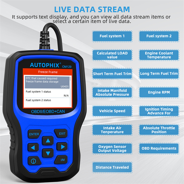 Autophix OM129 Enhanced Automotive OBD2 Scanner 电瓶电池检测
