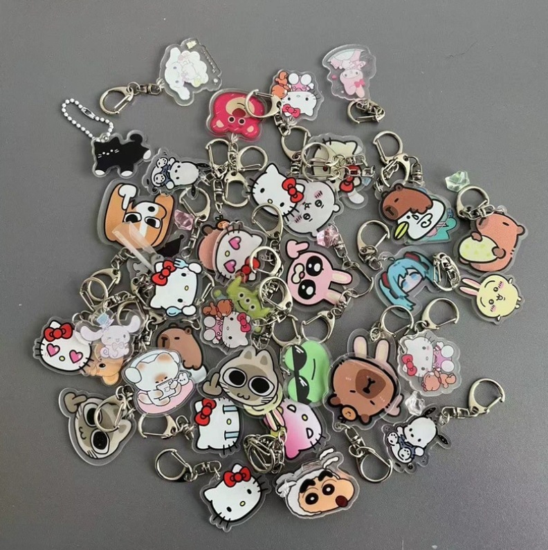 クリエイティブで見栄えの良い漫画かわいい両面透明アクリルキーホルダー学生バッグアクセサリー子供のランドセルペンダント|undefined