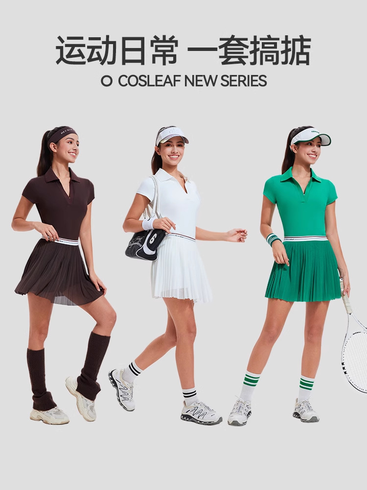 Conjunto Deportivo Caijue para Mujer, Traje de Tenis de Dos Piezas con Falda Plisada y Camiseta Polo de Manga Corta, Atuendo de Bádminton Estilizador