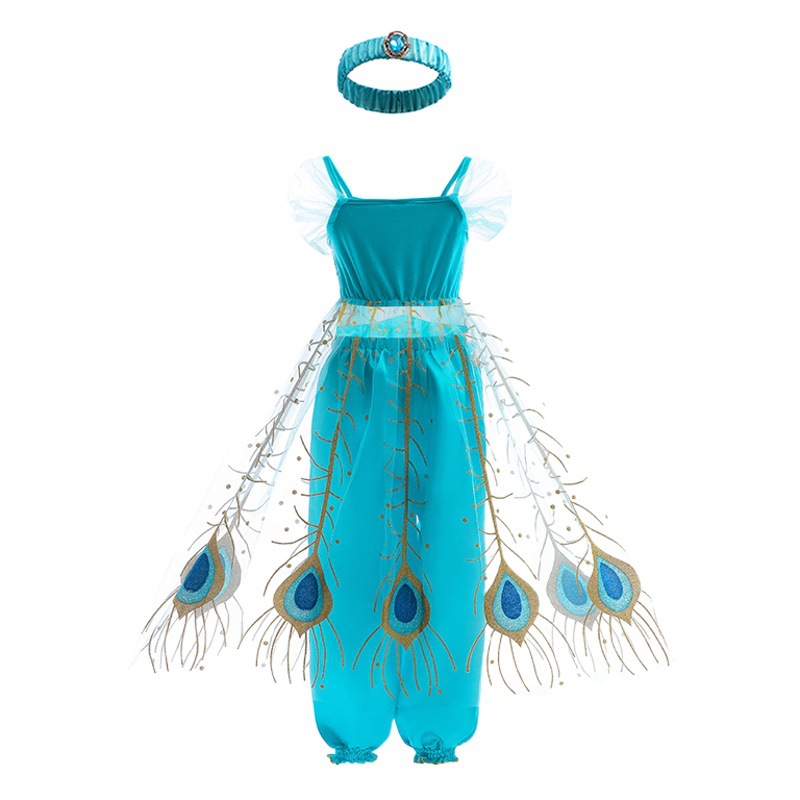 20,22 millones Festival Santo vestido de princesa jazmín vestido nuevo para niños europeos y americanos ropa para niños falda para niña