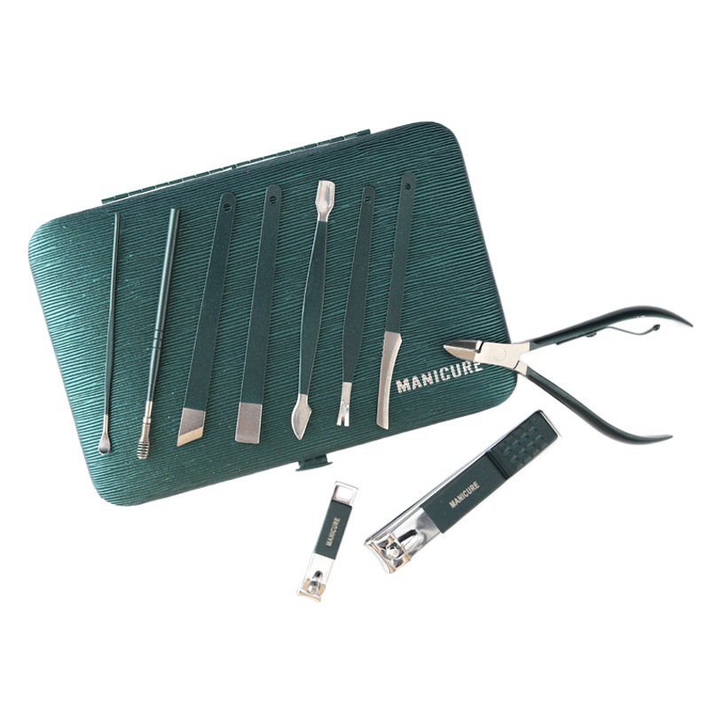 En stock verde 18 unidades cortaúñas cortauñas cortaúñas traje completo manicura herramientas de uñas traje de belleza
