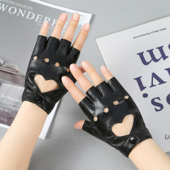卸売/女性のストリートダンスナイトクラブパフォーマンスステージパフォーマンス手袋レディー・ガガピーチハート中空指なし手袋
