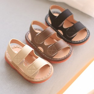 Children's Sandals Summer Boys and Girls Baby Children's Shoes Velcro Soft Bottom Shoes Solid Color Simple Korean Casual Beach Shoes