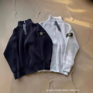 European and American Trendy Brand Heavyweight High Version Autumn and Winter Warm Twist Couple Stand Collar Zipper Sweater
