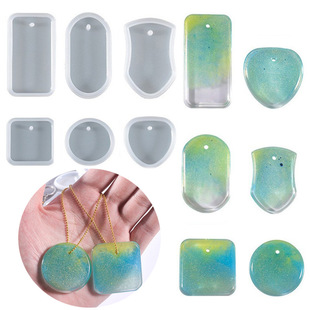 Multi-specification pendant silicone mold epoxy diy heart-shaped Round Oval square hanging necklace keychain wholesale
