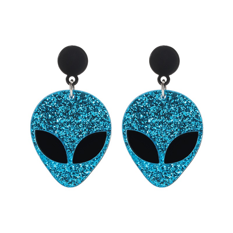 Personalidad europea y americana Alien Glitter máscara moda astronauta pendientes simple horror cuchillo hacha colgante pendientes
