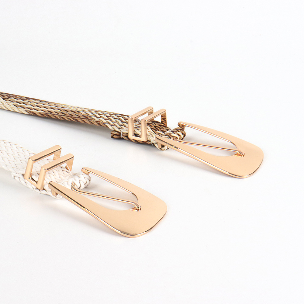 Retro Irregular Alloy Straw Plating Women's Woven Belts display picture 2