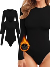 U 82 Long Sleeve Solid Color Bodysuit ��ɫ�B�w�� �羳���l