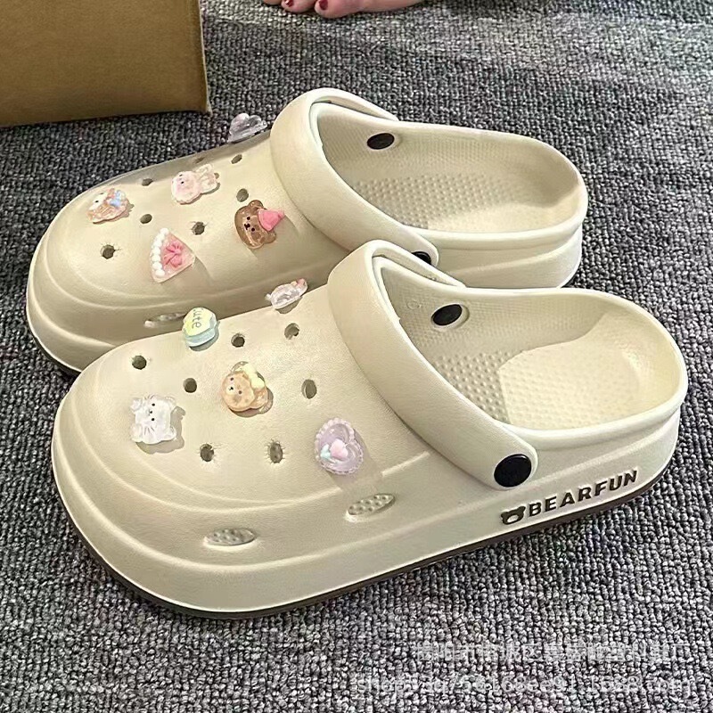 Shoes for Women's Summer Outer Wear 2024 New Style Indoor Household Thick-soled Height-increasing Non-slip Toe Sandals