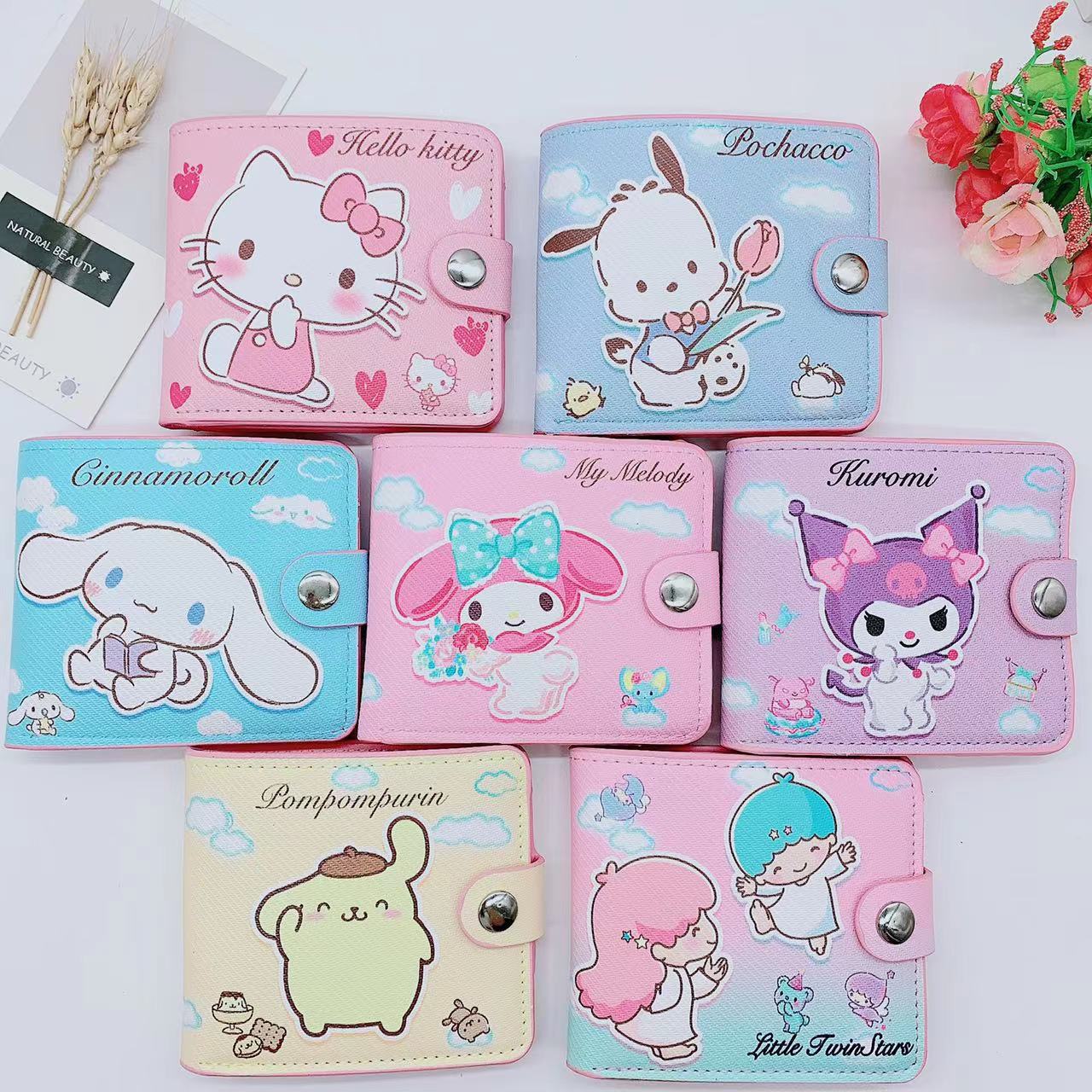 Cute Cartoon Peripheral Anime Pu Wallet Folded Button Wallet Kurumi Xiaobai Student Adult Short Wallet