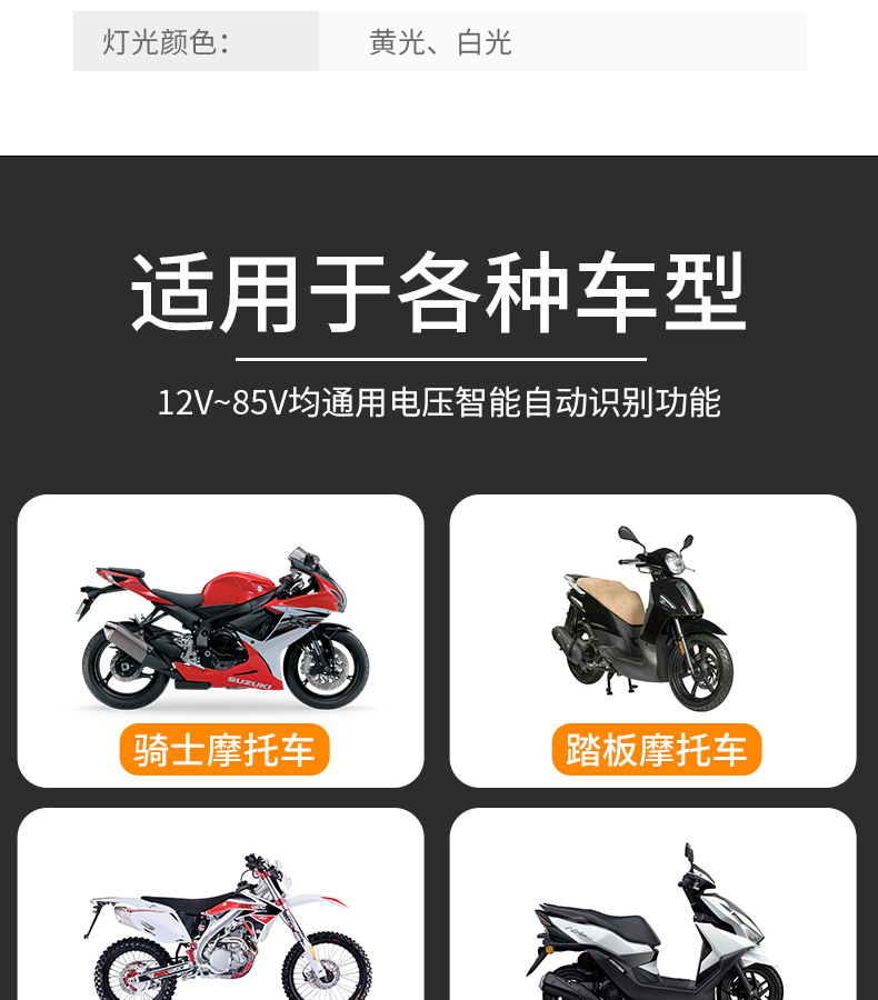 Motorcycle Led Light Electric Car Light Large Bulb Led Double Claw Light Super Bright 100W Watt Strong Light Far and Near Universal 12V