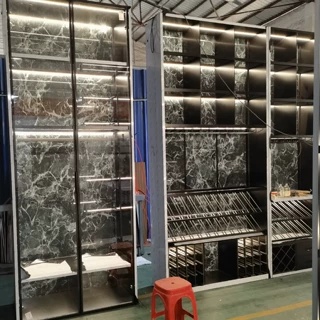 玻璃展示柜置物柜带灯酒柜别墅酒窖地下室酒店商用立柜不锈钢酒柜