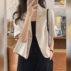 女性用スモールスーツジャケット2025新しいスタイルのスモールカジュアル多用途半袖トップジャケットプロフェッショナルハイエンドスーツ