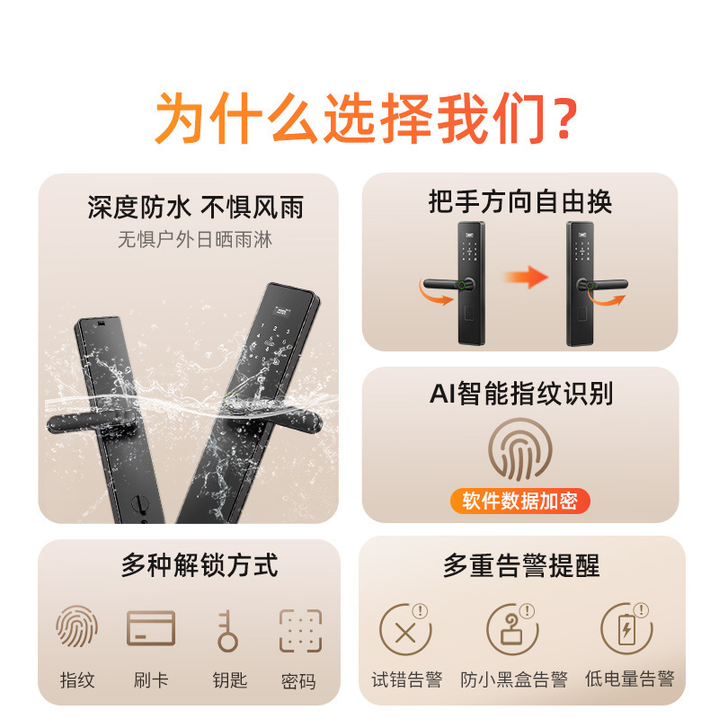 屋外用完全防水指紋認証ロック 家庭用防犯ドア パスワード電子ロック 民宿・アパート・庭園用ドアロック|undefined