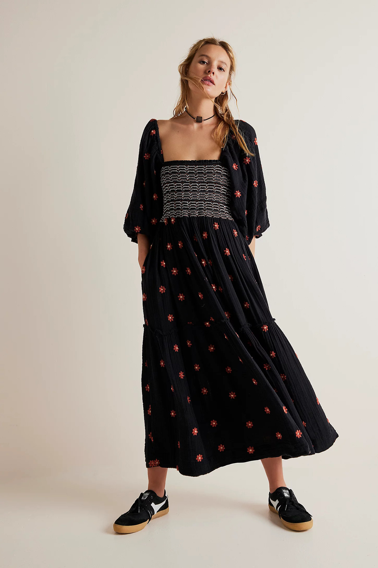 Women's Princess Dress Vintage Style Square Neck Backless 3/4 Length Sleeve Flower Maxi Long Dress Daily display picture 3