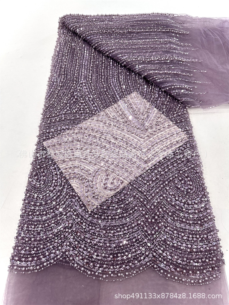 Fabricas de bordado de malla de cuentas pesadas Gao Ding vestido de boda vestido de moda cena vestido de cuentas tela de vestido