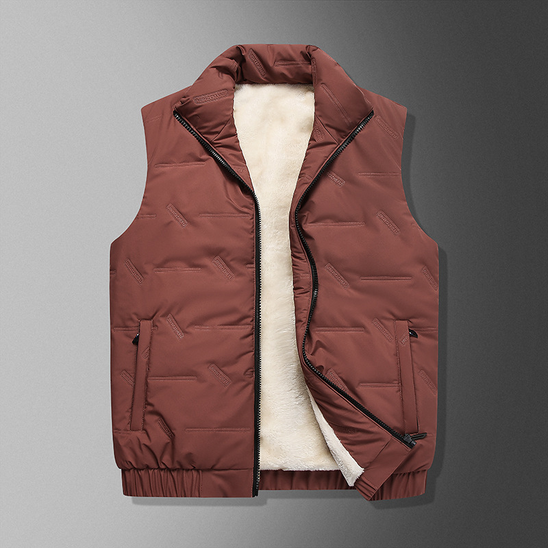 Gilet in cotone spesso e morbido da uomo, stile invernale, nuovo, alla moda e versatile, casual, con collo alto, tinta unita, spalle scoperte_voghion.com