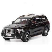 （泡沫盒）1:24大奔GLS63仿真合金车模 六开门声光回力玩具车