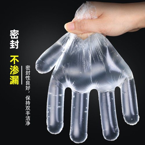Disposable PE gloves transparent film thickened oil-proof household gloves snack bar lobster catering box removable