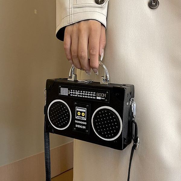 外贸时尚收音机盒子包2023欧美创意个性搞怪复古单肩斜挎包女