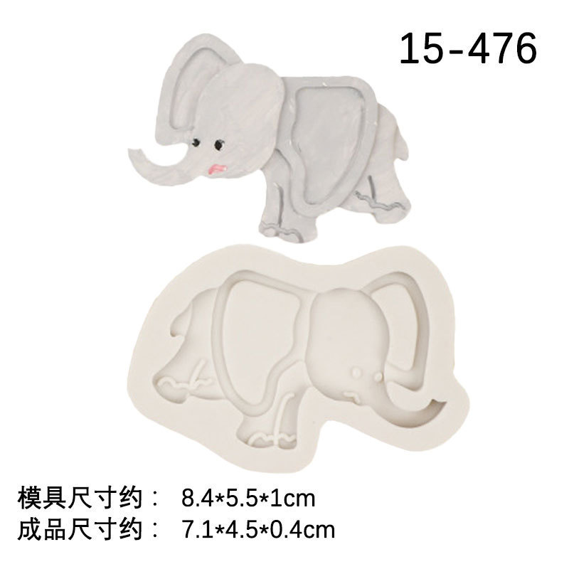 Nueva serie de animales dibujos animados molde silicona jirafa becerro pony elefante DIY herramienta arcilla fondant