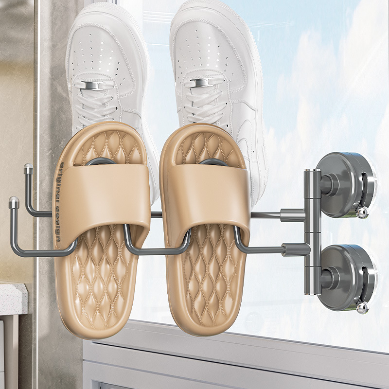 Suction Cup Shoe Drying Rack, Foldable Drying Rack, Foldable Balcony Wall Clothes Rack, Punch-Free Storage Rack, Window Sill